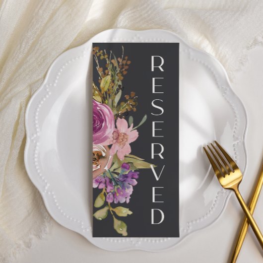 Teken van de mosterdroze Paars Floral Weddenschap Menu