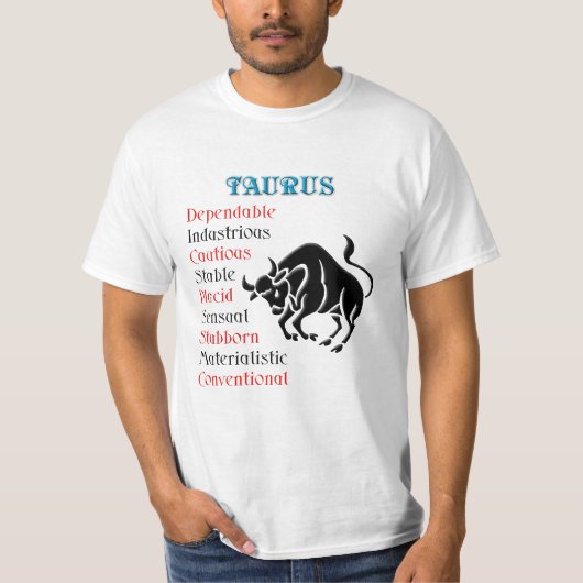 Teken van de Stier-horoscoop T-shirt (Voorkant)