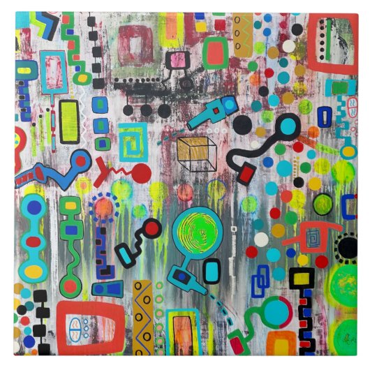 Teken van de Times 6 x 6 Keramische Tegel Tegeltje (Voorkant)