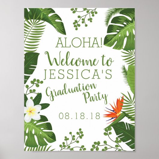 Teken van de Tropische Hawaiian Luau GraduPartij Poster (Voorkant)