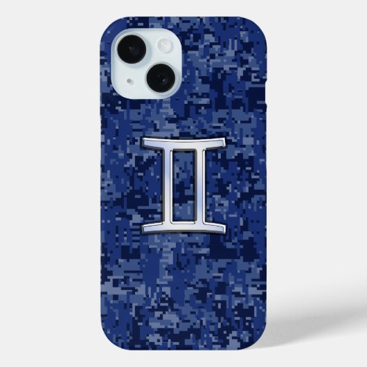 Teken van de Tweeling op marineblauwe camouflage Case-Mate iPhone Case (Achterkant)