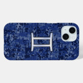 Teken van de Tweeling op marineblauwe camouflage Case-Mate iPhone Case (Achterkant (horizontaal))