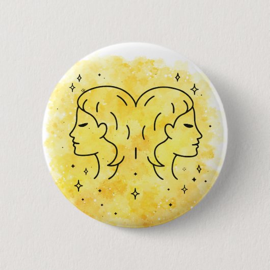 Teken van de Tweeling Ronde Button 5,7 Cm (Voorkant)