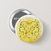 Teken van de Tweeling Ronde Button 5,7 Cm (Voorkant /achterkant)