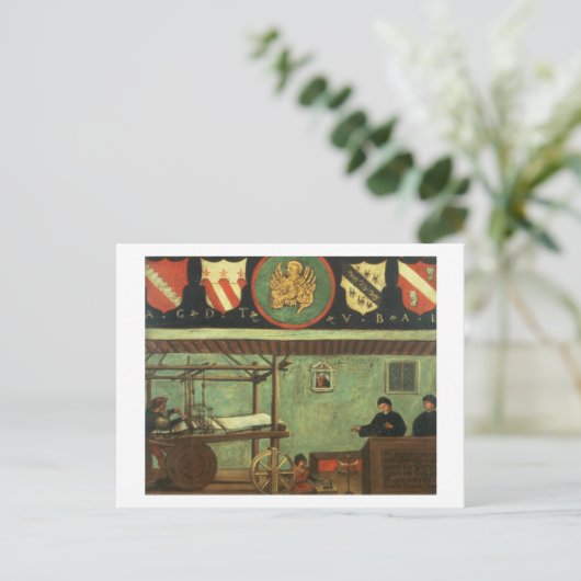 Teken van de Venetiaanse Weavers-Guild (paneel) Briefkaart (Staand voorkant)