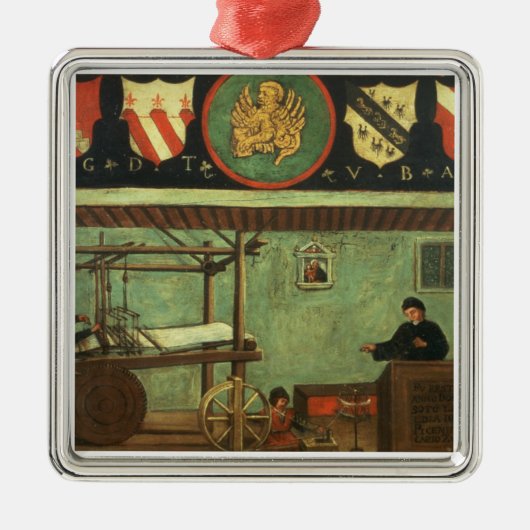 Teken van de Venetiaanse Weavers-Guild (paneel) Metalen Ornament (Voorkant)