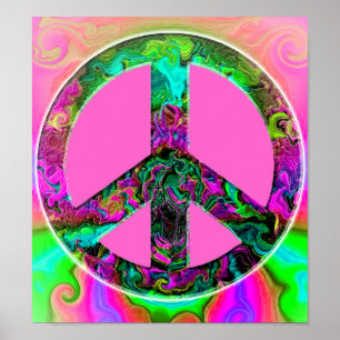 Teken van de Vrede van Trippy het Roze Poster