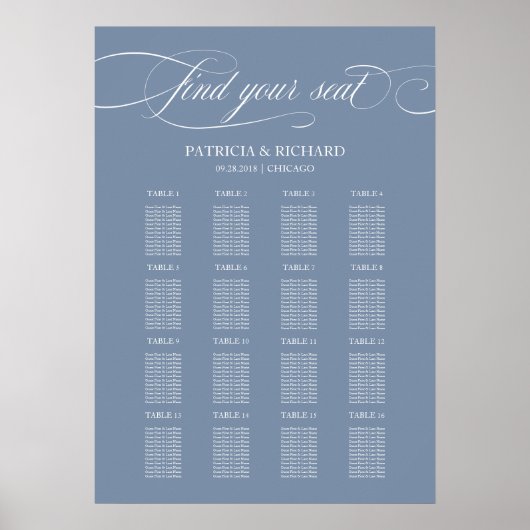 Teken van de weddenschapenkaart Elegant Dusty Blue Poster (Voorkant)