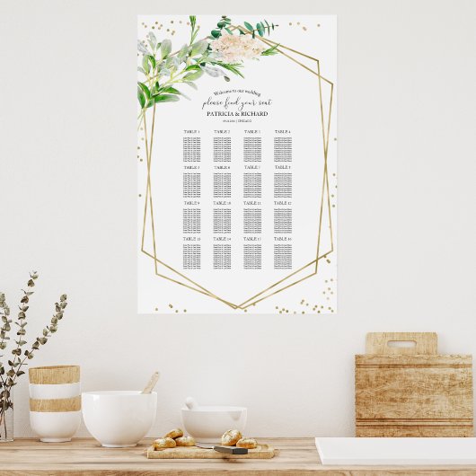 Teken van de weddenschapenkaart Elegant Greenery G Poster (Keuken)