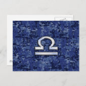 Teken van de Weegdierentuin op Blue Digital Camouf Briefkaart (Voorkant / Achterkant)