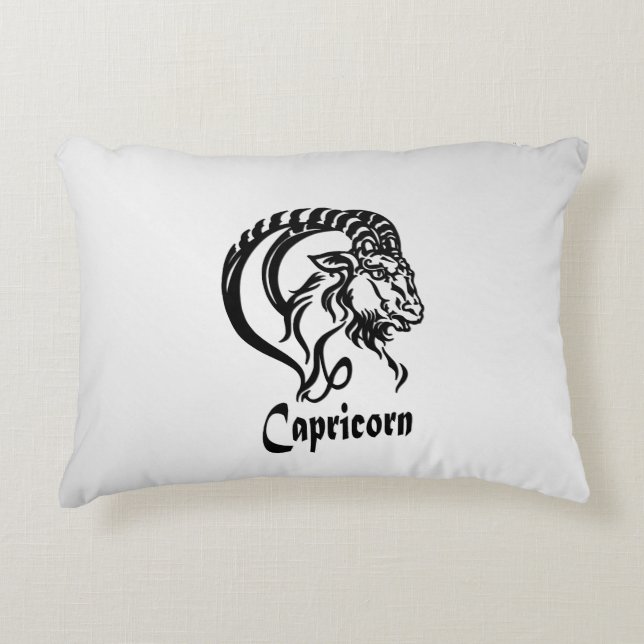 Teken van de Zodiac Capricorn en Symbool Silver Accent Kussen (Voorkant)