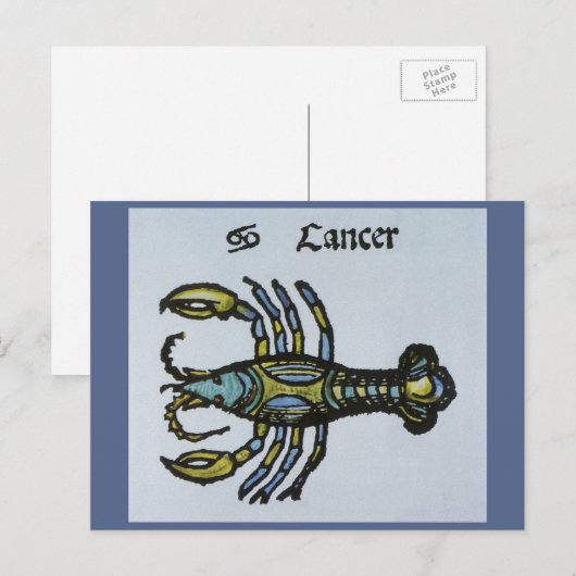 teken van de Zodiac, kanker de krab Briefkaart (Voorkant / Achterkant)