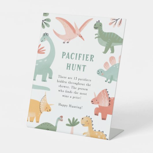 Teken van dinosaurusfopspeen reclamebord met voetstuk (Voorkant)