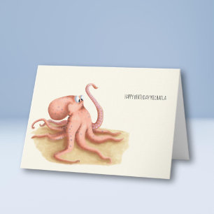 Teken van een Cute Octopus Persoonlijke Verjaardag Kaart