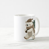 Teken van een knuffelbeer met kerstboom  koffiemok (Voorkant rechts)