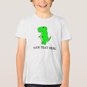 Teken van een Mopshond Groene Dinosaur Custom Teks Tri-Blend Shirt