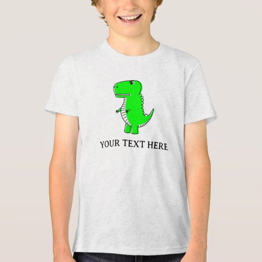 Teken van een Mopshond Groene Dinosaur Custom Teks Tri-Blend Shirt (Voorkant)
