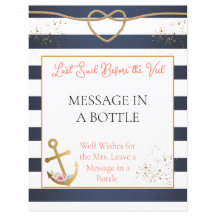 Teken van een nautisch bruidsdouchebericht in een