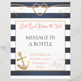 Teken van een nautisch bruidsdouchebericht in een 