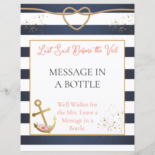 Teken van een nautisch bruidsdouchebericht in een  (Voorkant)
