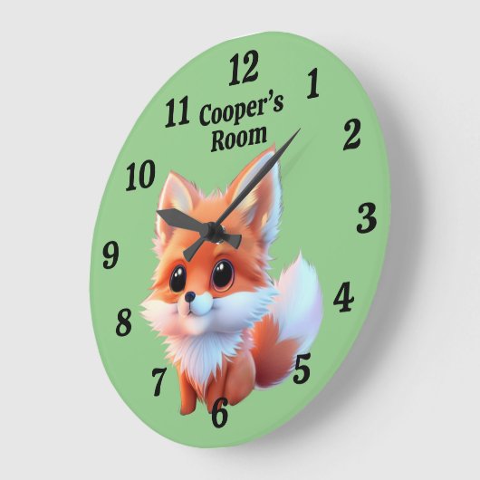 Teken van een schattige vos met bosdieren bos vrie grote klok (Hoek)