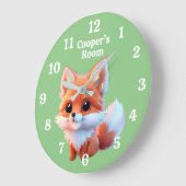 Teken van een schattige vos met bosdieren bos vrie grote klok (Hoek)