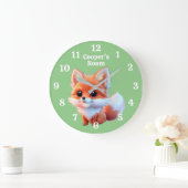 Teken van een schattige vos met bosdieren bos vrie grote klok (Huis)