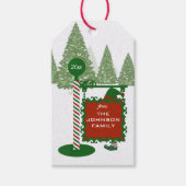 Teken Van Familie Vrolijk Kerstfeest Naar Gift Lab Cadeaulabel (Voorkant)