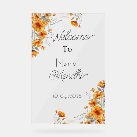 Teken van Floral Acrylic Mendhi Acryl Bord (Voorkant)