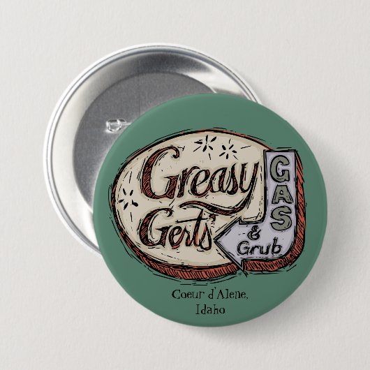  teken van Greasy Gert Ronde Button 7,6 Cm (Voorkant /achterkant)