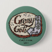 teken van Greasy Gert Ronde Button 7,6 Cm (Voorkant)
