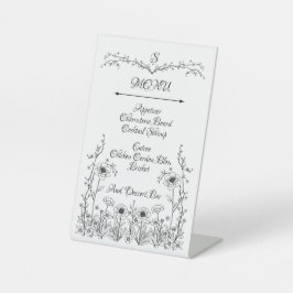 Teken van het bloemenmenu reclamebord met voetstuk