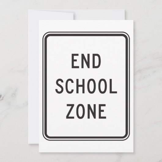 Teken van het einde van de schoolzone kaart (Voorkant)