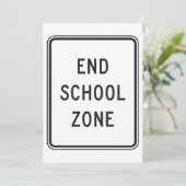 Teken van het einde van de schoolzone kaart (Staand voorkant)
