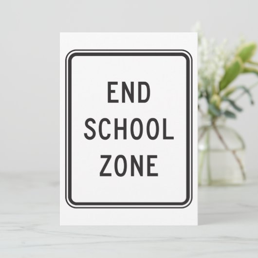 Teken van het einde van de schoolzone kaart (Staand voorkant)
