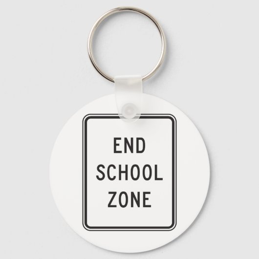 Teken van het einde van de schoolzone sleutelhanger (Voorkant)