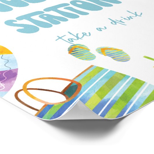 teken van het koelstation van het poolpartij poster (Hoek)