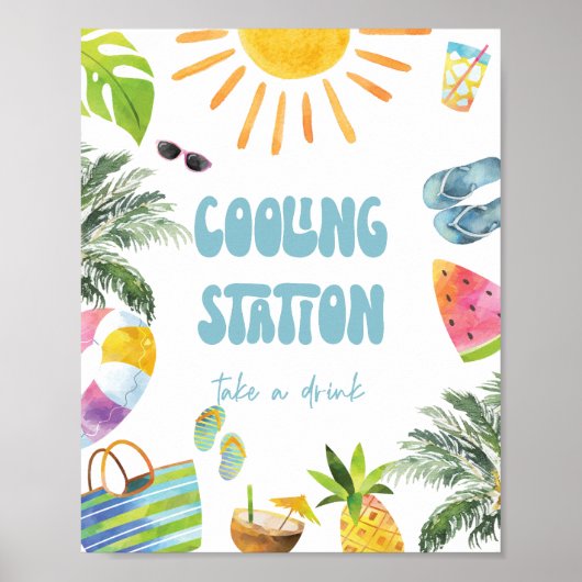 teken van het koelstation van het poolpartij poster (Voorkant)