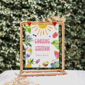 teken van het koelstation van het poolpartij poster