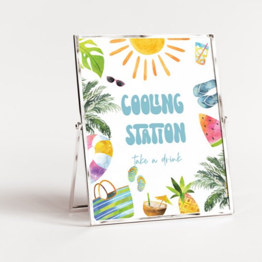 teken van het koelstation van het poolpartij poster