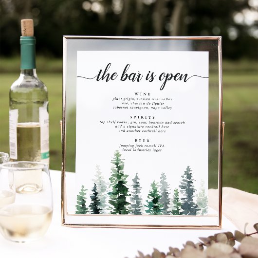Teken van het menu Bindbalk Timber Grove Wedding Poster