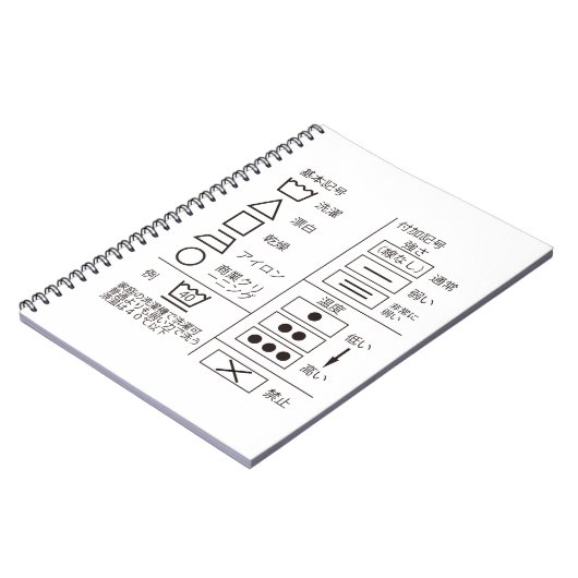 Teken van het notitieboek voor de wasvermelding (Linkerzijde)