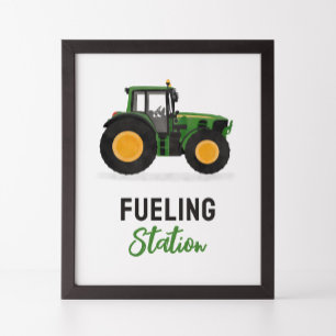 Teken van het tankstation van de tractorverjaardag poster