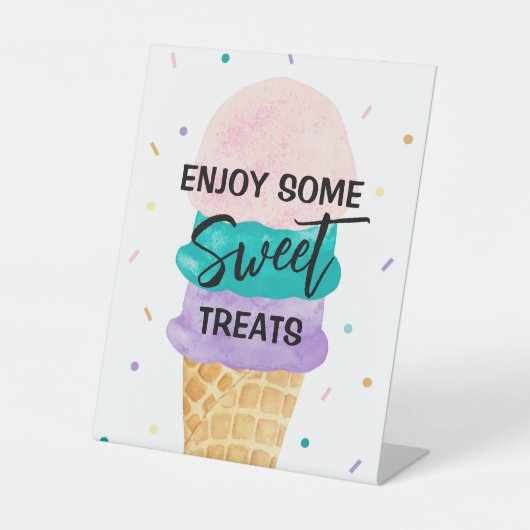 Teken van Ice Cream Party dessert Table Party - Su Reclamebord Met Voetstuk (Voorkant)