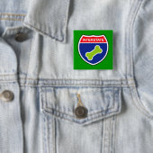 Teken van interstate bot bij hond vierkante button 5,1 cm (In situ)