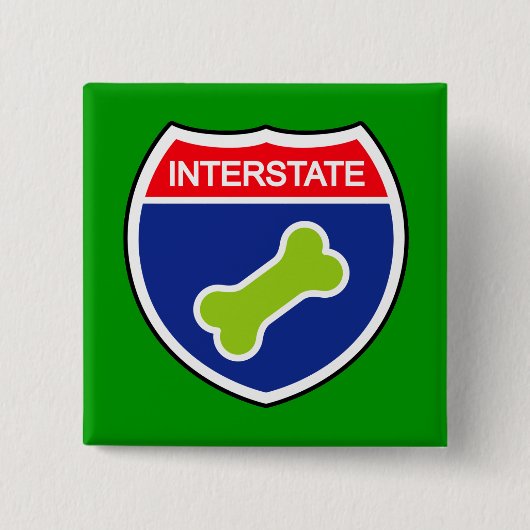 Teken van interstate bot bij hond vierkante button 5,1 cm (Voorkant)