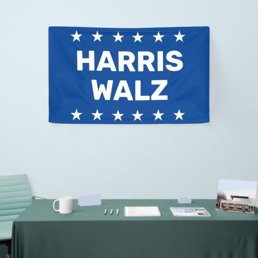 Teken van Kamala Harris Tim Walz Yard Spandoek (Beurs)