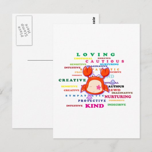 Teken van kankerdierentuin briefkaart (Voorkant / Achterkant)