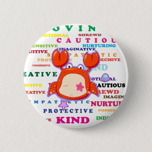 Teken van kankerdierentuin ronde button 5,7 cm