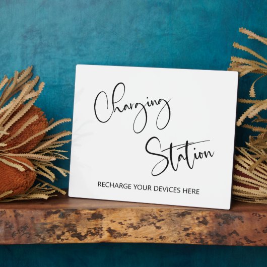 Teken van laadstation Tabletop Plaque met Easel Fotoplaat (Zijkant)